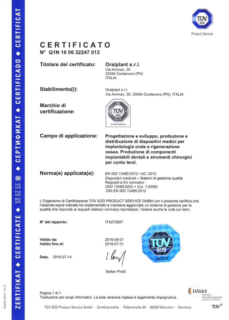 Certificato N° Q1N 16 06 32247 013